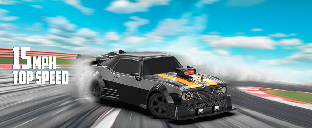 RACENT 1:16 RC Drift Car, 2.4Ghz 4WD 18KM/H Remote Control Car with Spray Mist, 2 Batteries