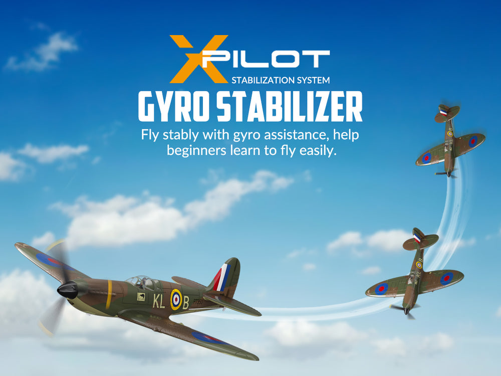 VOLANTEXRC Spitfire 400mm 4CH RC Warbird - RTF RC Plane with X-Pilot Stabilizer