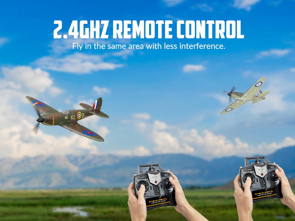 VOLANTEXRC Spitfire 400mm 4CH RC Warbird - RTF RC Plane with X-Pilot Stabilizer