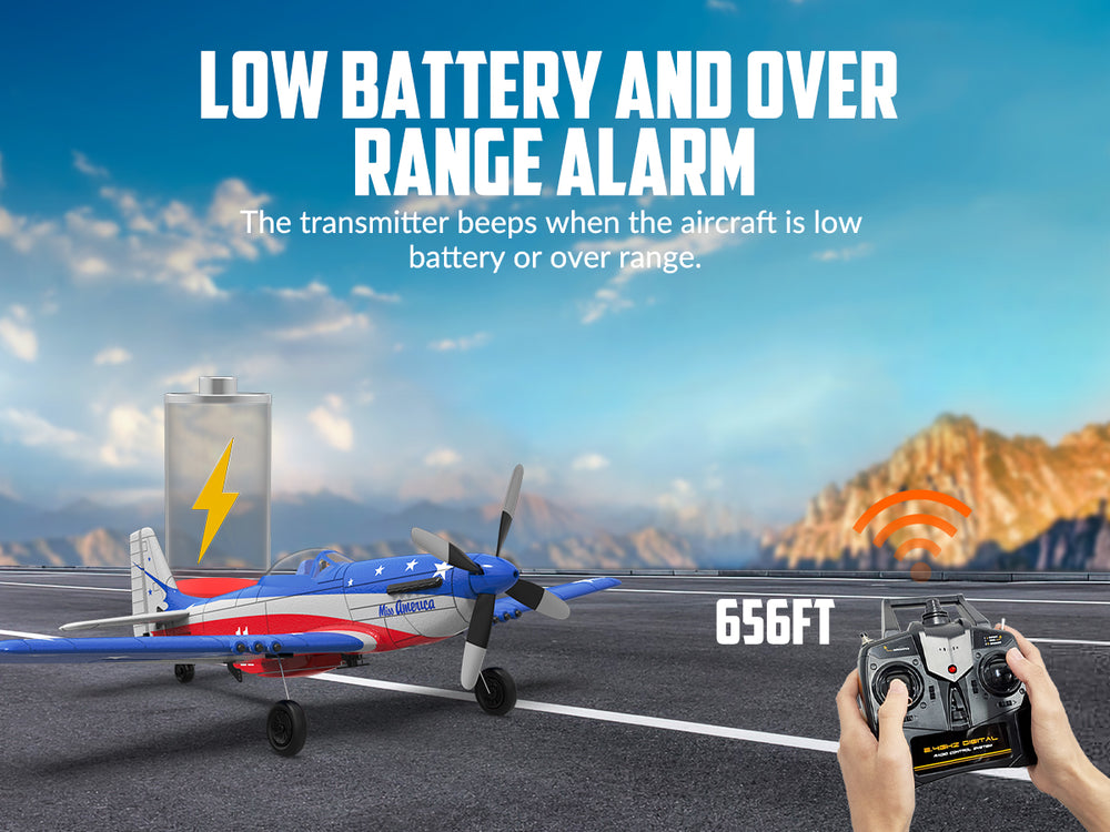 VOLANTEXRC Miss America 4-CH RC Plane RTF with Xpilot Stabilizer (76105)