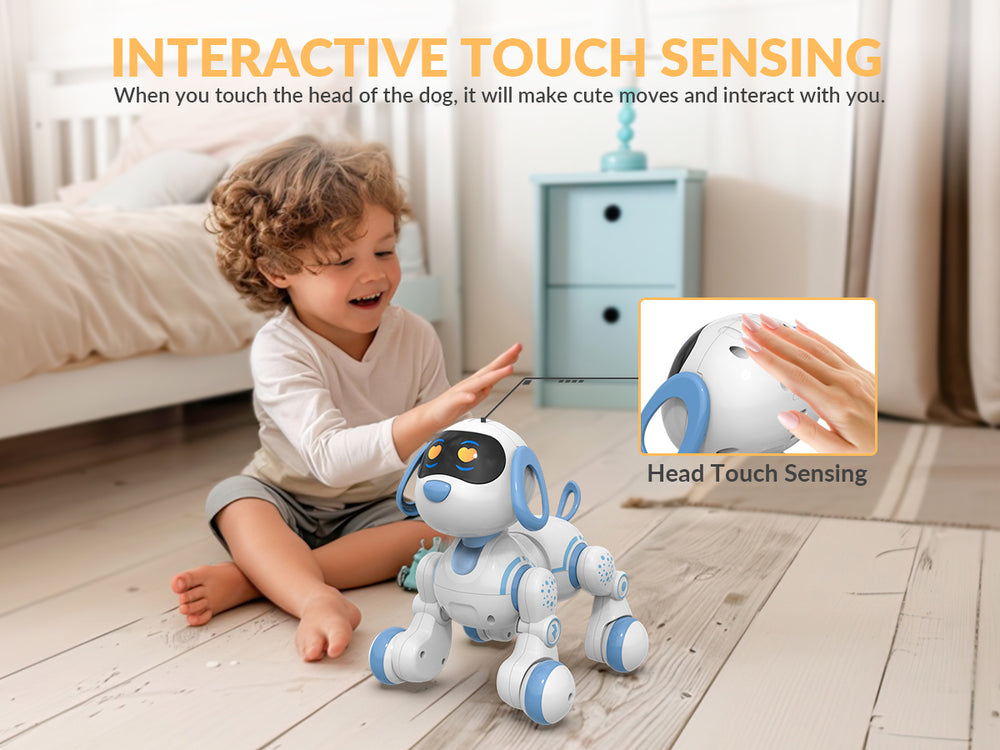 STEMTRON Programmable Remote Control & Interactive Robot Dog Toy(Blue)