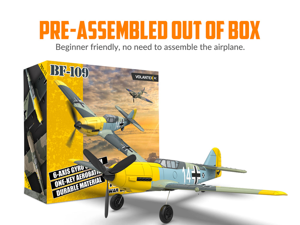 VOLANTEXRC BF-109 Warbird RC Airplane Ready to Fly | Beginners Gyro