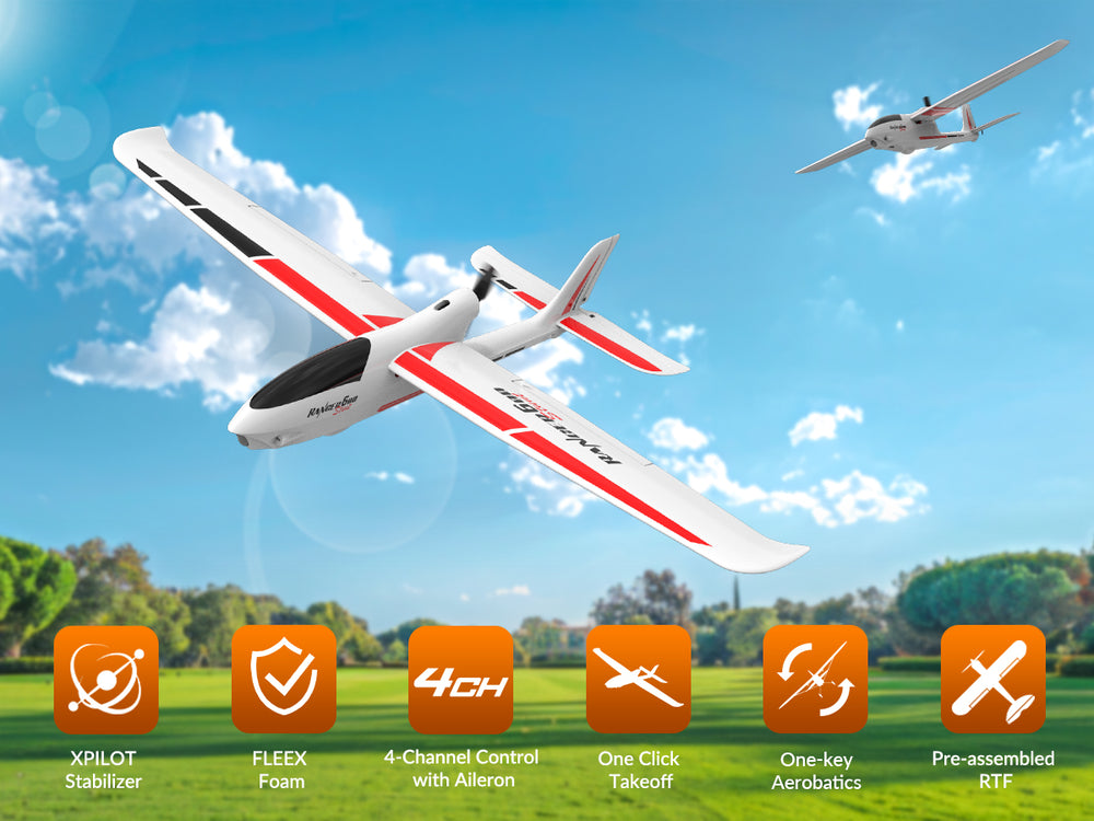 VolantexRC Ranger 600S Beginner RC Glider RTF - 4CH Stunt Plane with XPilot Stabilization