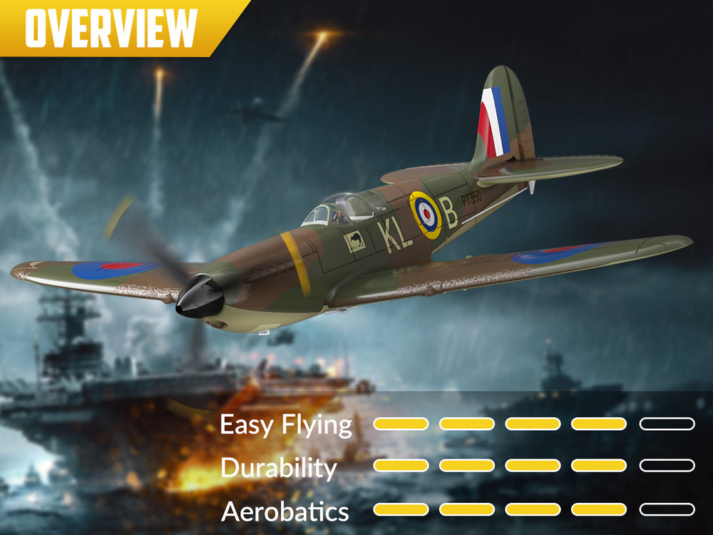 VOLANTEXRC Spitfire 400mm 4CH RC Warbird - RTF RC Plane with X-Pilot Stabilizer
