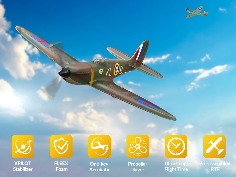 VOLANTEXRC Spitfire 400mm 4CH RC Warbird - RTF RC Plane with X-Pilot Stabilizer
