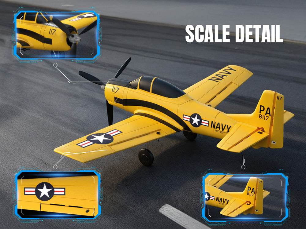 VOLANTEXRC T-28 Trojan RC Plane 4CH 400mm RTF with Xpilot Stabilization