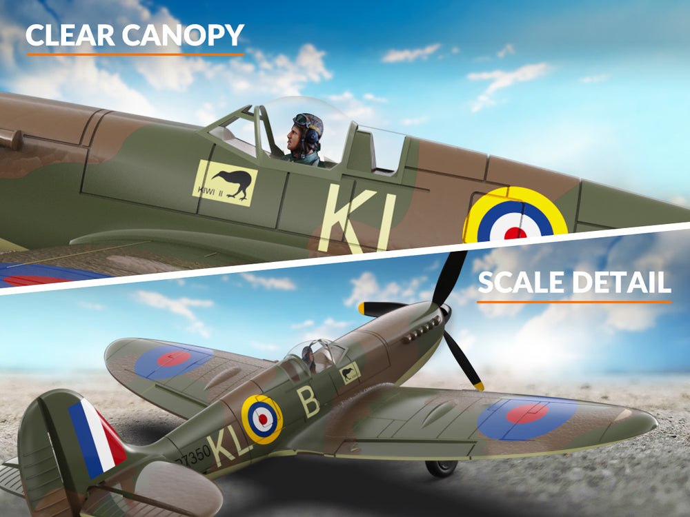 VOLANTEXRC Spitfire 400mm 4CH RC Warbird - RTF RC Plane with X-Pilot Stabilizer