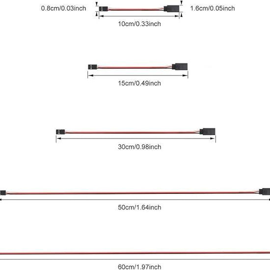 30-Piece Male to Female Servo Extension Cable Set 5 Sizes-EXHOBBY LIMITED.