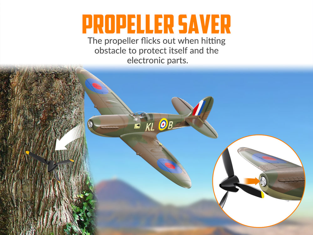 VOLANTEXRC Spitfire 400mm 4CH RC Warbird - RTF RC Plane with X-Pilot Stabilizer