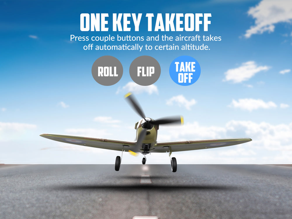 VOLANTEXRC Spitfire 400mm 4CH RC Warbird - RTF RC Plane with X-Pilot Stabilizer
