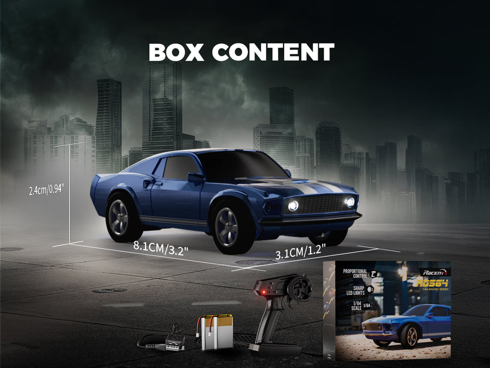 RACENT 1/64 Mustang RC Car Mini Retro Beast Proportional Control