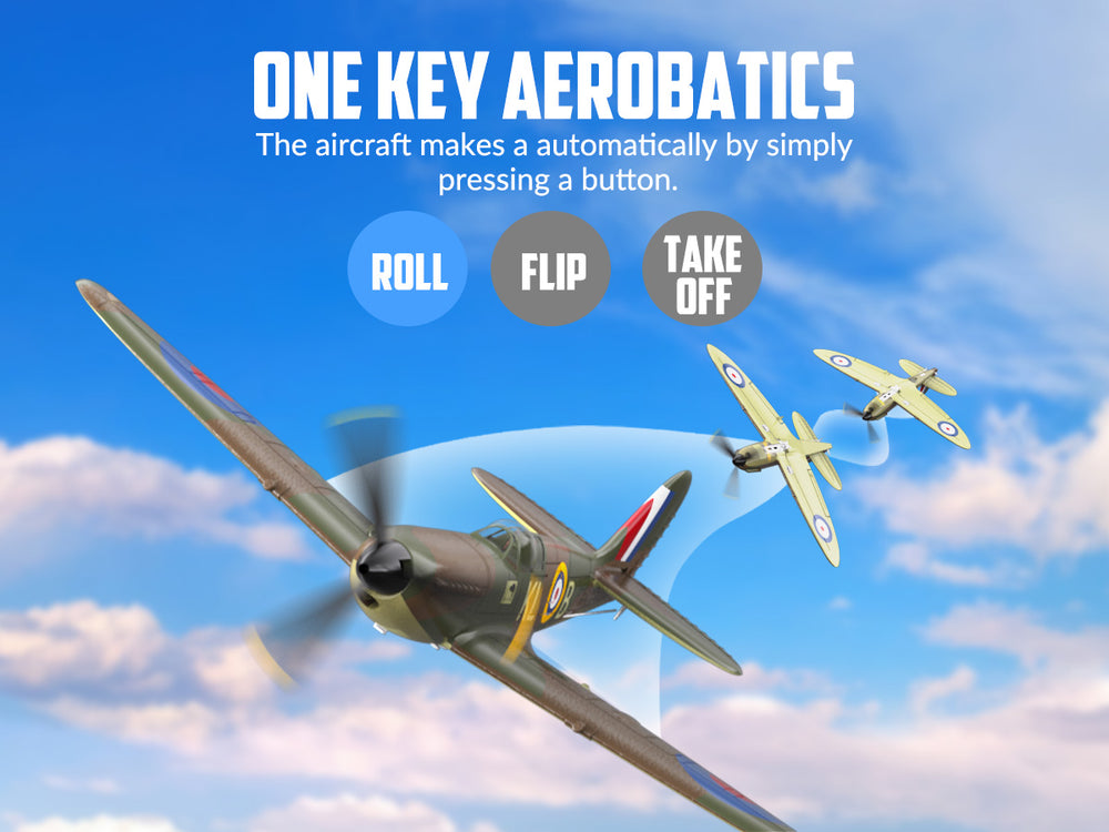 VOLANTEXRC Spitfire 400mm 4CH RC Warbird - RTF RC Plane with X-Pilot Stabilizer