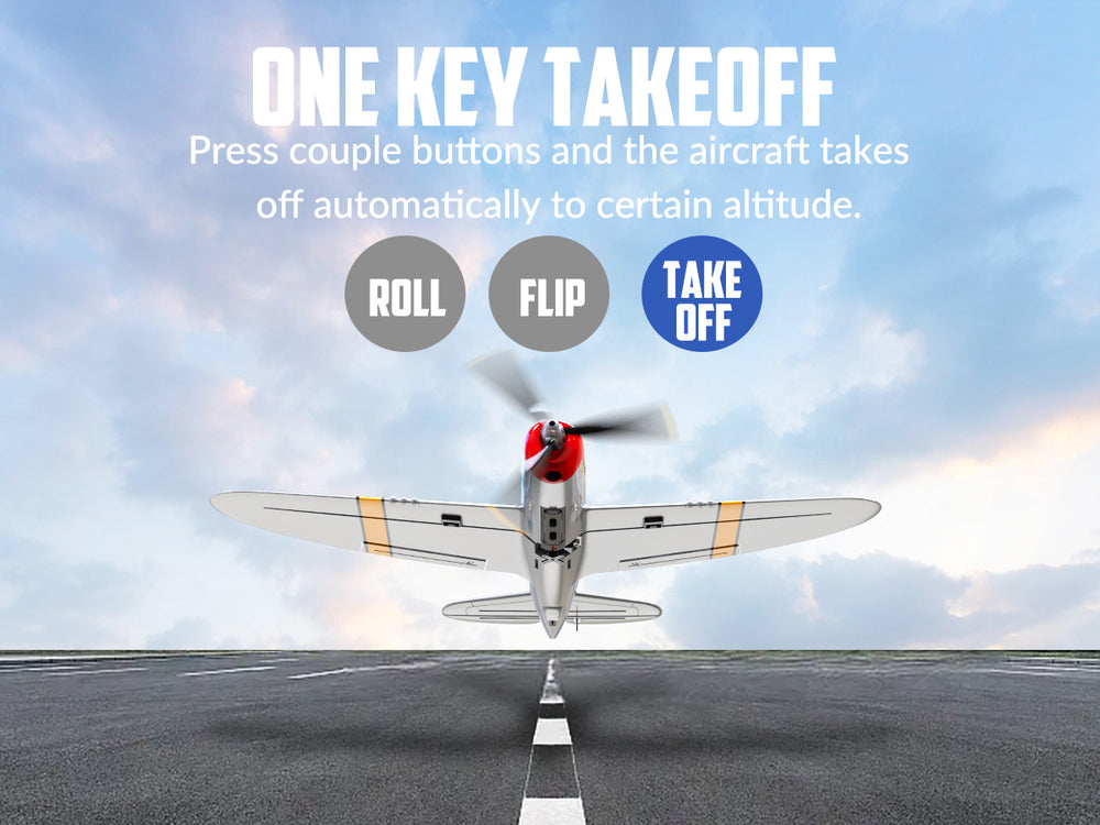 VOLANTEXRC P47 Thunderbolt RC Plane RTF - 4CH Warbird with Gyro & Dual-Alarms (2 Batteries)
