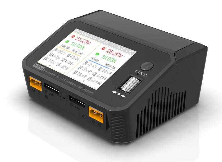 SUPULSE M6DAC Dual Battery Balance Charger AC200W,1-6S LiPo/LiHV/LiFe/LiIon,1-10S PB,1-16S NiMh,65W Fast Charging-EXHOBBY LIMITED.