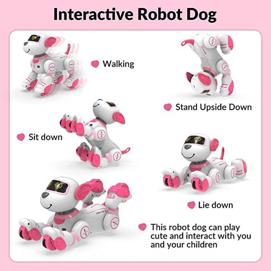 STEMTRON Programmable Interactive & Smart Dancing Remote Control Robot Dog Toy for Kids（Pink）.